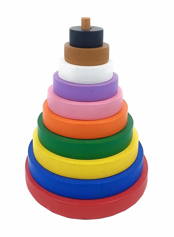 Tantrums Wooden Graded Tower Puzzle for Kids | Colorful Stacking Rings Montessori Toy for Toddlers | Early Learning Circle Tower for Hand-Eye Coordination & Motor Skills (Multicolour) - Image 1